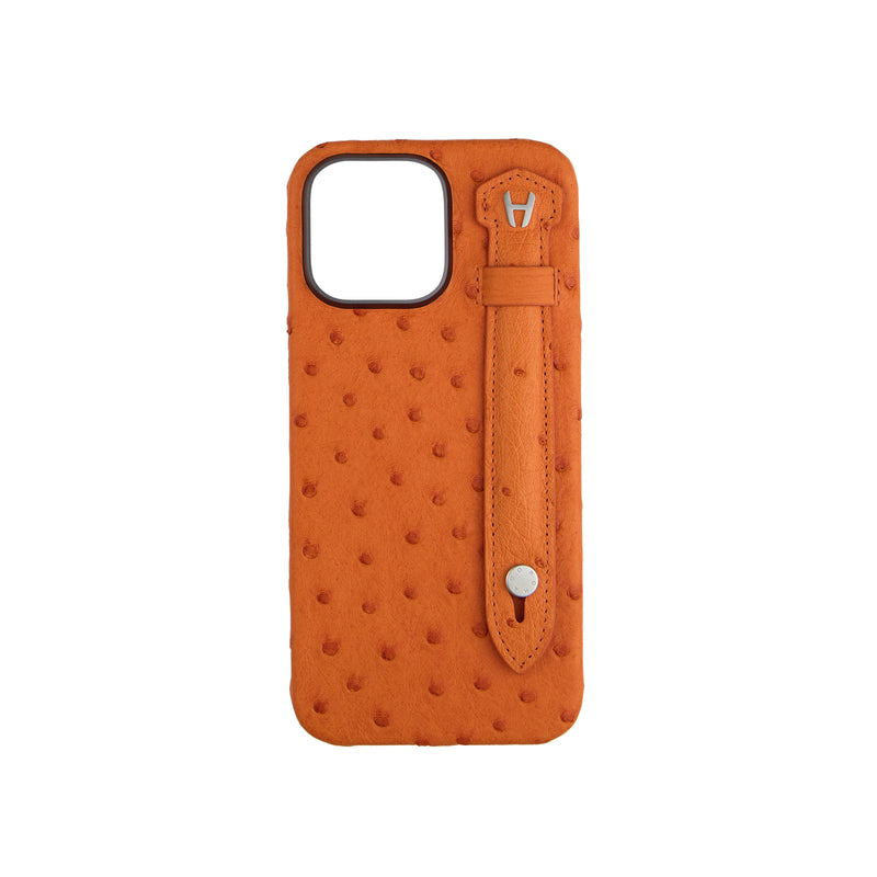 Ostrich Leather Tangerine