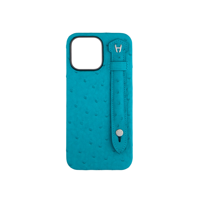 Ostrich Leather Crystal Blue