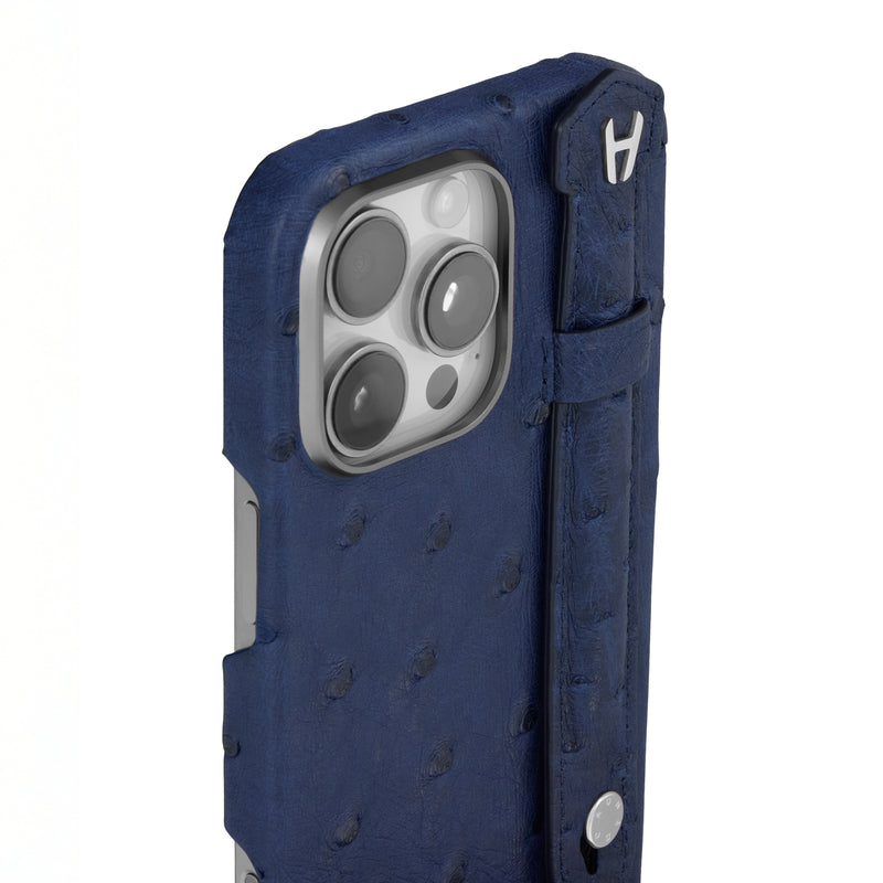 Ostrich Leather Iris Blue