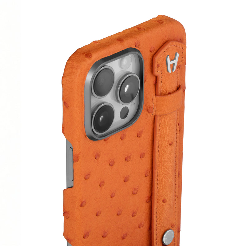 Ostrich Leather Tangerine