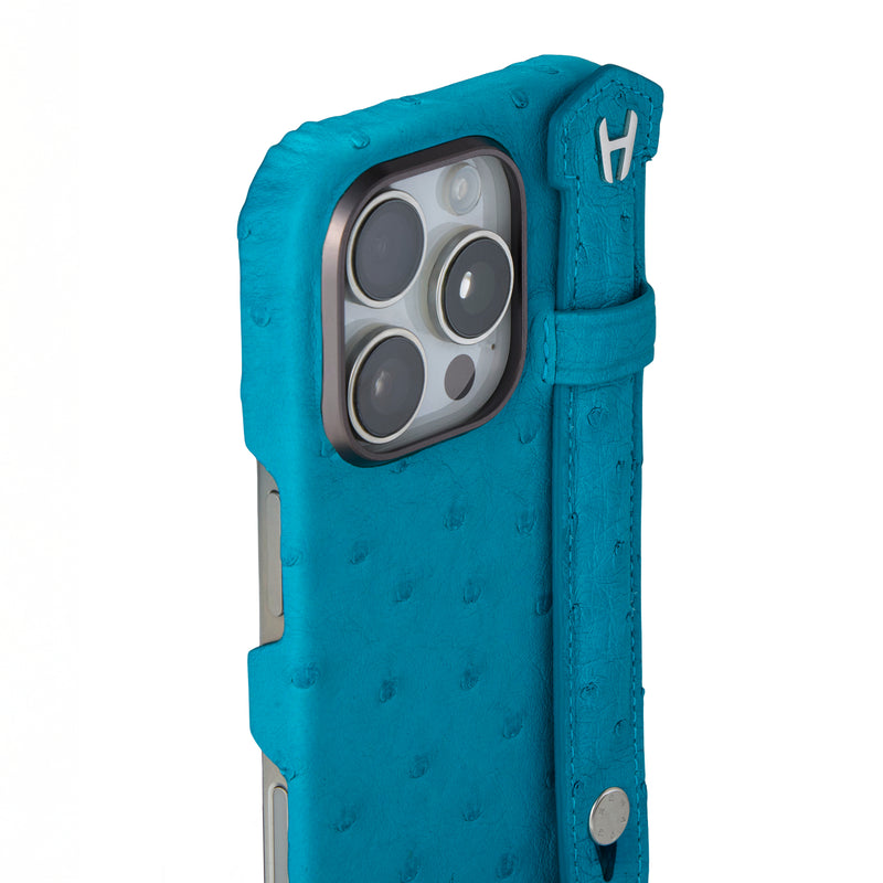 Ostrich Leather Crystal Blue